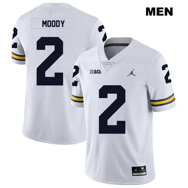 Men's NCAA Michigan Wolverines Jake Moody #2 White Jordan Brand Authentic Stitched Legend Football College Jersey OJ25C18NY